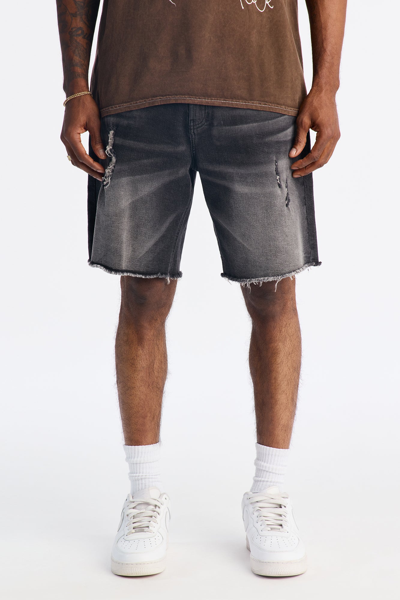 Lounge Relaxed Denim Shorts in Black Wash