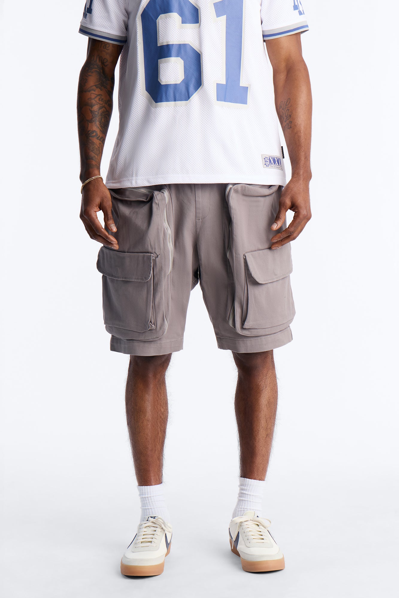 Oversized Maxed Out Utility Pocket Short Grey - Men's Casual Shorts