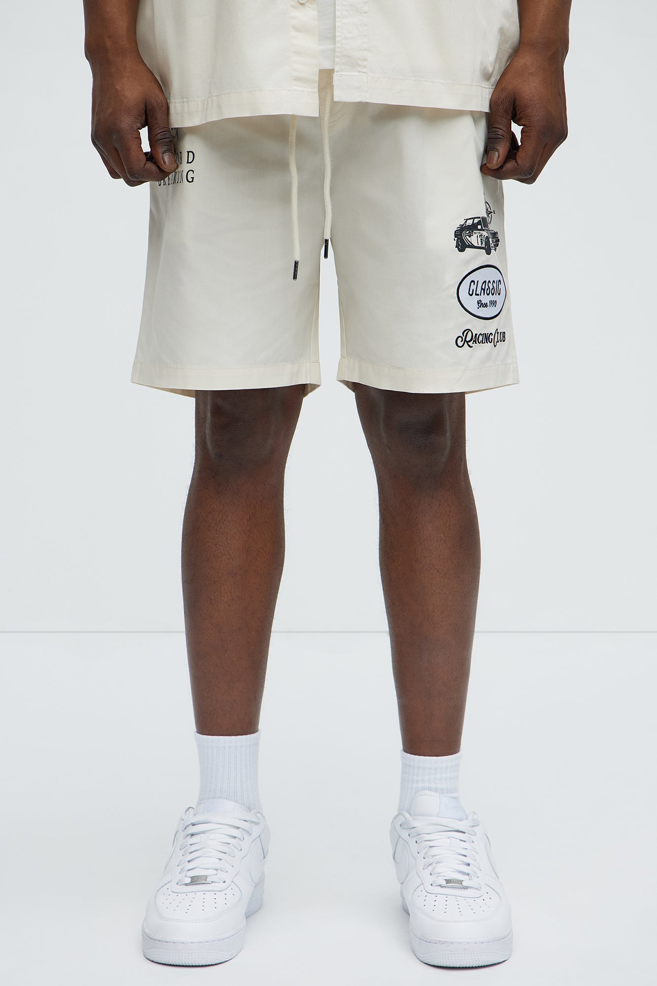 Racing Club Relaxed Drawstring Shorts Cream